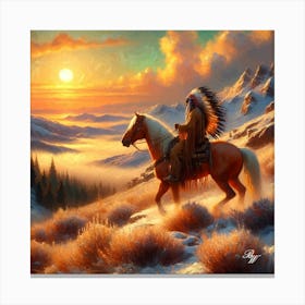 Native American Indian On Mountain 8 Copy Canvas Print