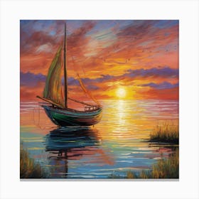 Sailboat At Sunset 1 Canvas Print