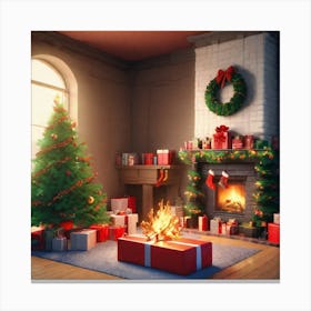 Christmas Tree In The Living Room 50 Canvas Print