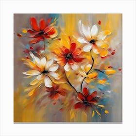Flowers On A Yellow Background Canvas Print