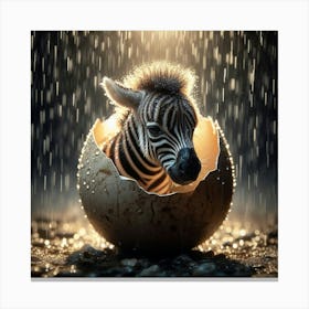 Baby Zebra In Rain Canvas Print