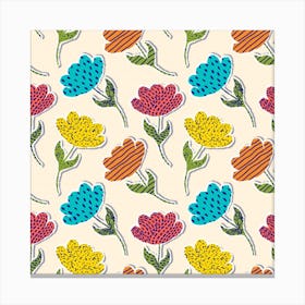 Pattern With Paper Tulips Canvas Print