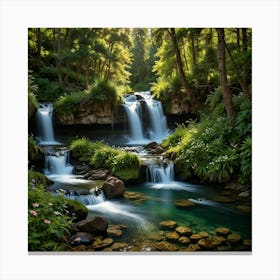 Waterfall In The Forest 96 Canvas Print