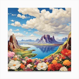 Flowers On The Lake Canvas Print