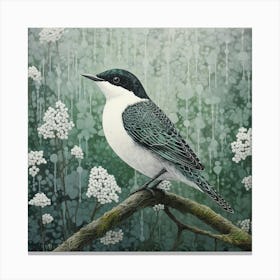 Ohara Koson Inspired Bird Painting Dipper 1 Square Canvas Print