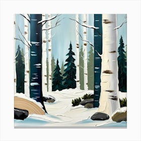 Birch Trees In Winter Canvas Print