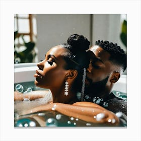 Couple In A Tub Canvas Print