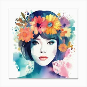 pop art watercolour flower girl 2 Canvas Print