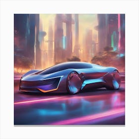 A Vibrant And Dynamic Design Featuring A Futuristic Electric Car, With Sleek Design, Long Range Capa (1) Canvas Print