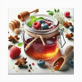 Jar With Honey Canvas Print