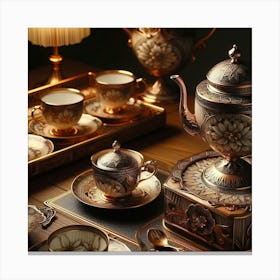 Antique Tea Set Canvas Print