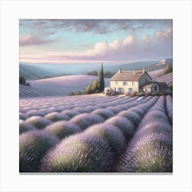 Lavender Field Sunset Vintage AI Canvas Print