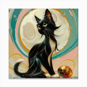 Cat In The Moonlight Canvas Print