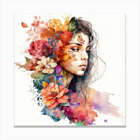 Watercolor Floral Woman #7 Canvas Print