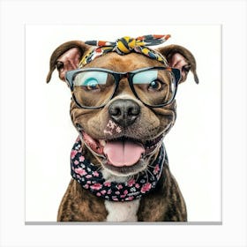 Dog With Glasses 82 Canvas Print