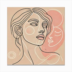 woman portrai pink line art  Canvas Print