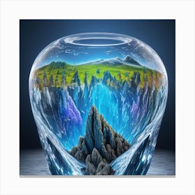 Glass Vase With Mountains Canvas Print