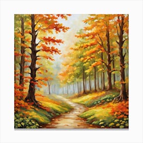 Forest In Autumn In Minimalist Style Square Composition 348 Canvas Print