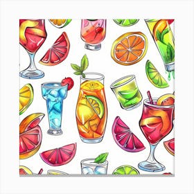 Seamless Pattern Of Drinks Canvas Print