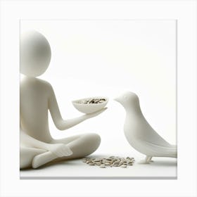 Person Feeding A Bird Canvas Print