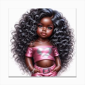 Little Black Girl With Curly Hair Canvas Print