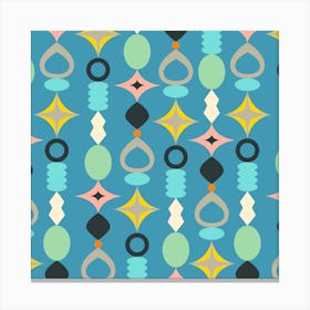 SUNCATCHERS Palm Springs Mid-Century Modern Style in Retro Multi-Colours on Blue Canvas Print