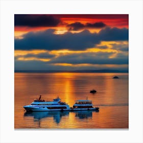 Sunset At Seattle Harbor 3 Canvas Print