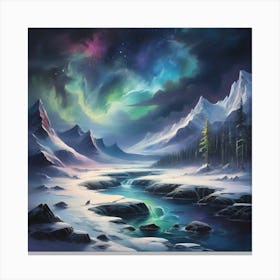 Craft An Artwork Of A Naturalistic Landscape With A Cosmic Sky 3 Canvas Print