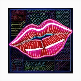 Neon Lips Pop Art Canvas Print