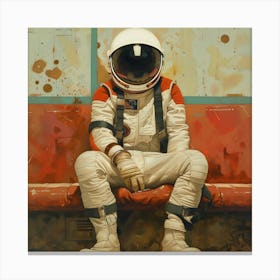 Astronaut Sitting On A Bench Canvas Print