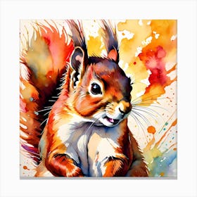 Red Squirrel Portrait Watercolor Painting Canvas Print