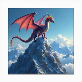 Enchanted Dragon Perched Atop A Crystal Encrusted Mountain Peak 1 Canvas Print