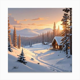 Snowy Winter Art Print (4) Canvas Print