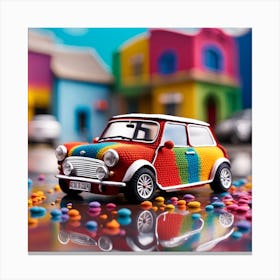 Rainbow Mini Cooper Canvas Print