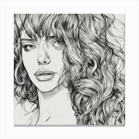 Portrait Of A Girl With Curly Hair Canvas Print