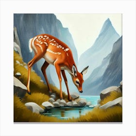 Deer In The Mountains Canvas Print