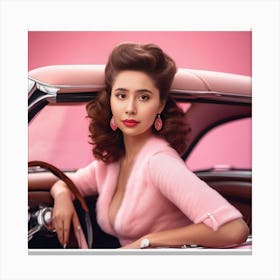 Vintage Himanee Bhatia In Pink a Car Canvas Print