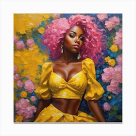 Black Woman With Pink Hair Canvas Print