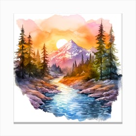 Watercolor Landscape Painting 15 Canvas Print