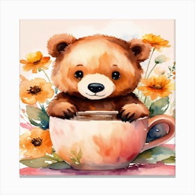 Teddy Bear In A Cup 1 Canvas Print