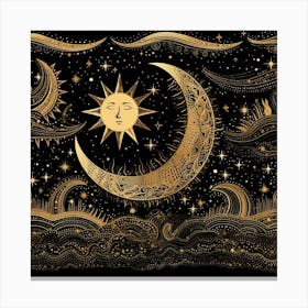 Moon And Stars 10 Canvas Print