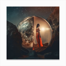 Woman In A Sphere Canvas Print