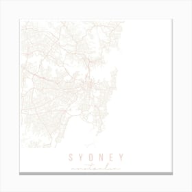 Sydney Australia Light Pink Minimal Street Map Square Canvas Print