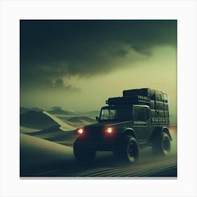 The Smuggler (sand, jeep, truck, buggy, gloomy, cargo) Canvas Print