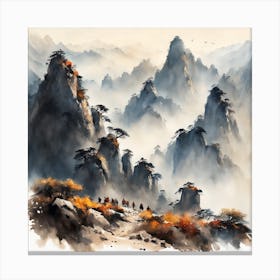 Chinese Mountains Landscape Painting (57) Canvas Print