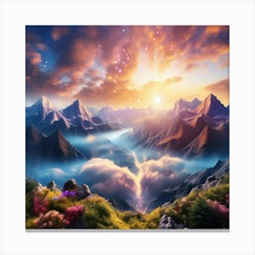 Sunset In The Mountains Canvas Print