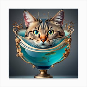 Cat In A Bowl 6 Canvas Print