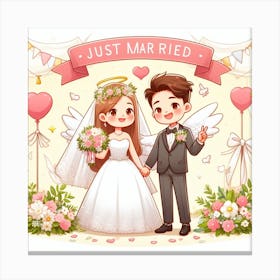 Just Married Couple Canvas Print