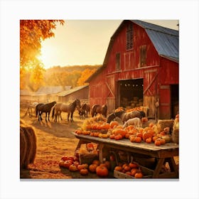 Autumn Farm Festival Capturing The Essence Of Rustic Charm Freshly Harvested Produce Spread Across (1) Canvas Print