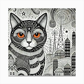 Jetset Paws City Cat Canvas Print